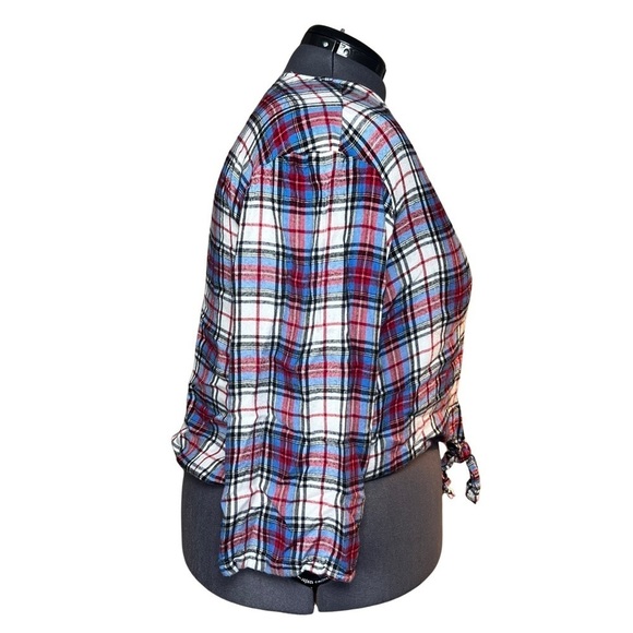 Lane Bryant Plaid Flannel Classic Button-Down Tie-Hem Top (Size 18) - Picture 4 of 5